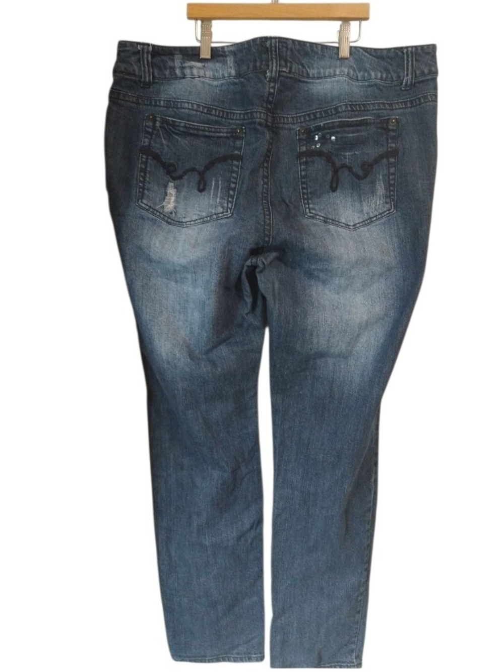 VTG Y2K Women’s Torrid Straight Leg Faded Blue Jeans with Pocket Embroidery Sz20